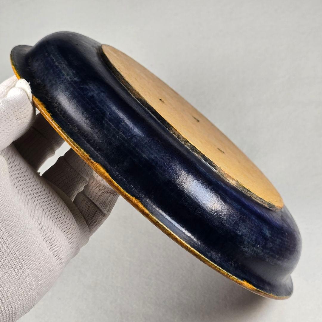 舶来品 希少 中国古磁 唐三彩 陽刻 手描き 蓮魚紋 筆添 筆洗 観賞皿 超美品