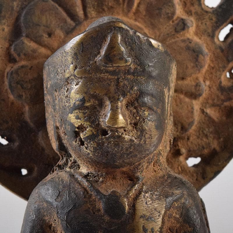 マツ　中国　古銅塗金　チベット仏　仏像　M　R8661