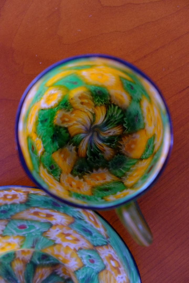 アンティーク ガラス ミルフィオリ カップ＆ソーサー/藤田喬平/舩木倭帆/グラス