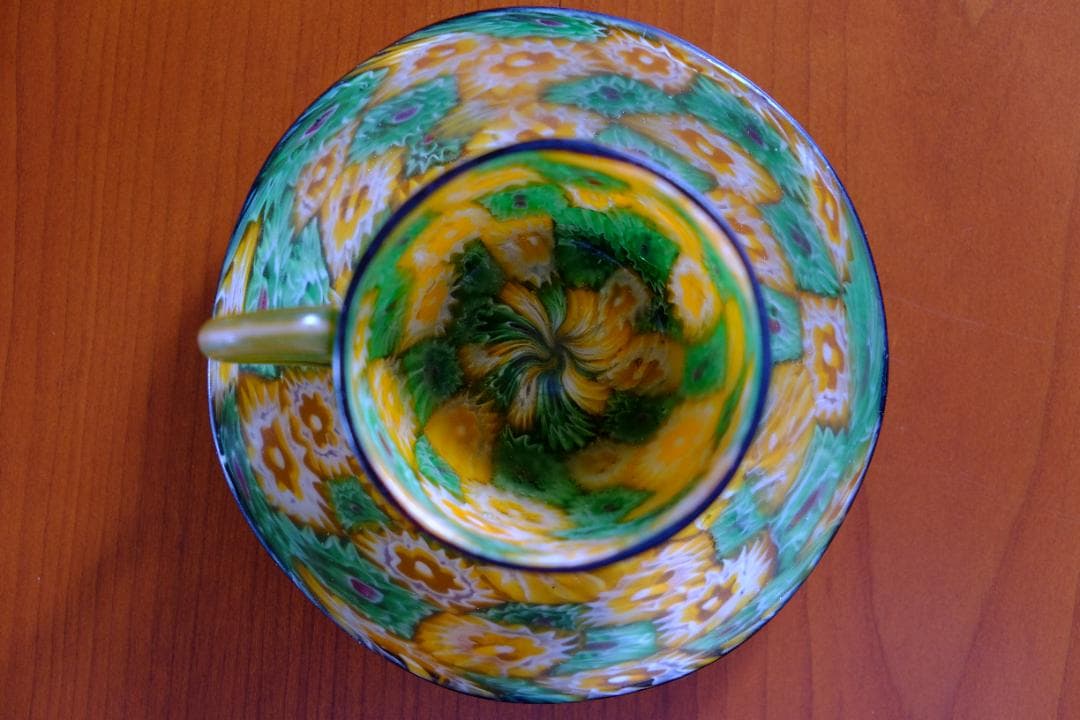 アンティーク ガラス ミルフィオリ カップ＆ソーサー/藤田喬平/舩木倭帆/グラス