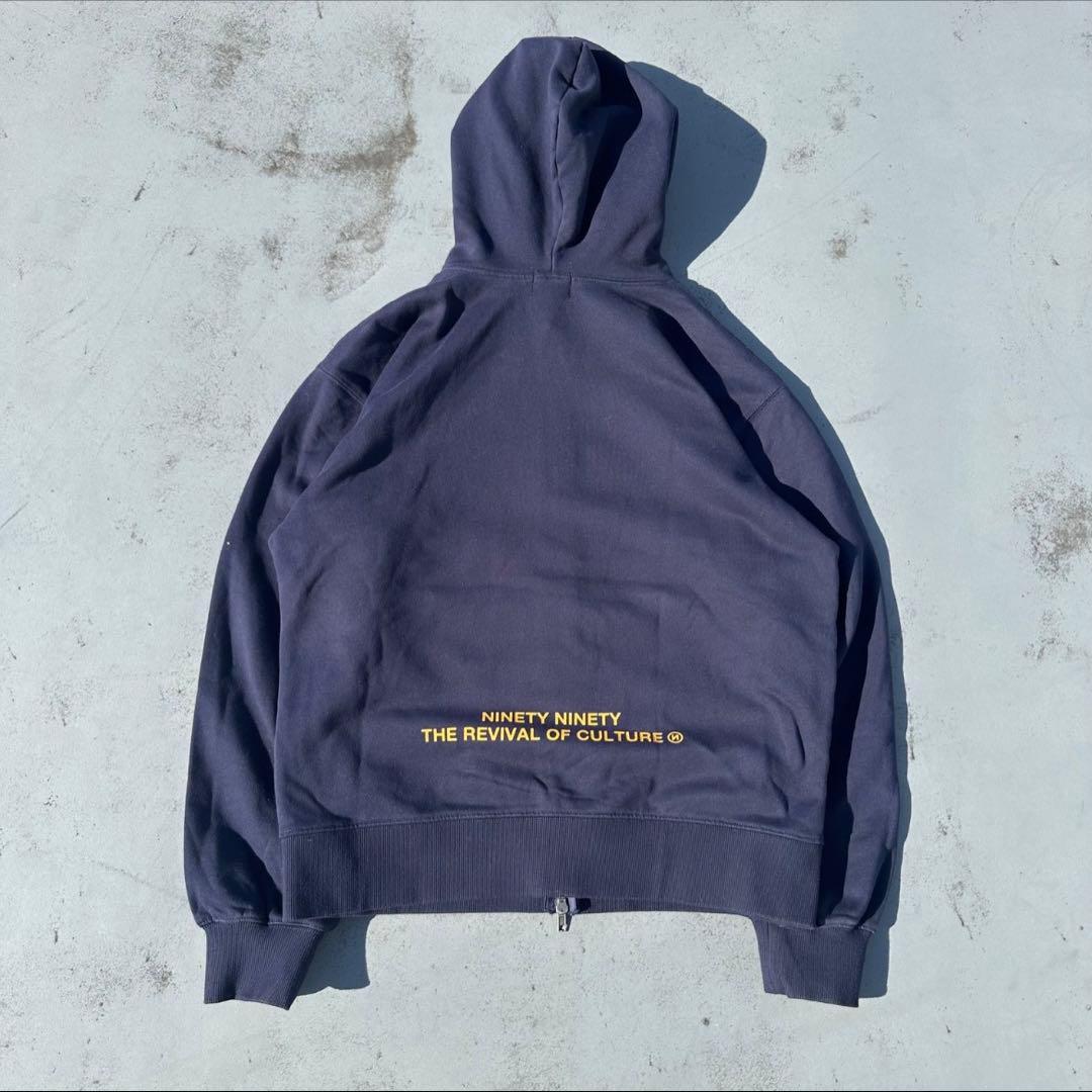 9090 OG Logo Zip Hoodie ネイビー ダブルジップ パーカー