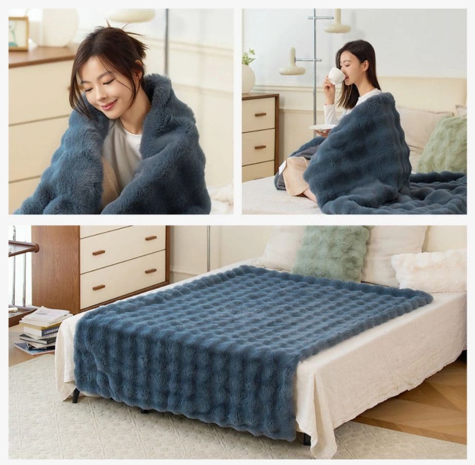 電気毛布 ふわとろ毛布 掛け敷き電気ブランケット ふわもこ膝掛け厚手 即暖 大判