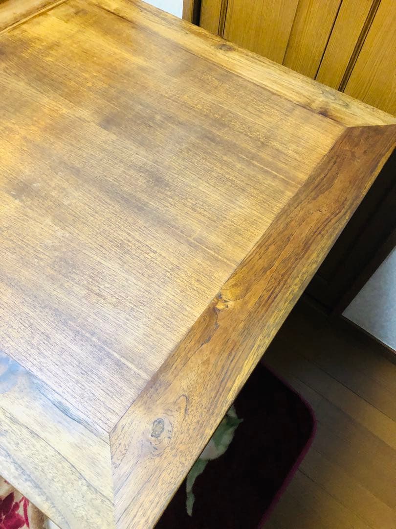 アジアン家具　木製ダイニングテーブル ２つ引き出し付き