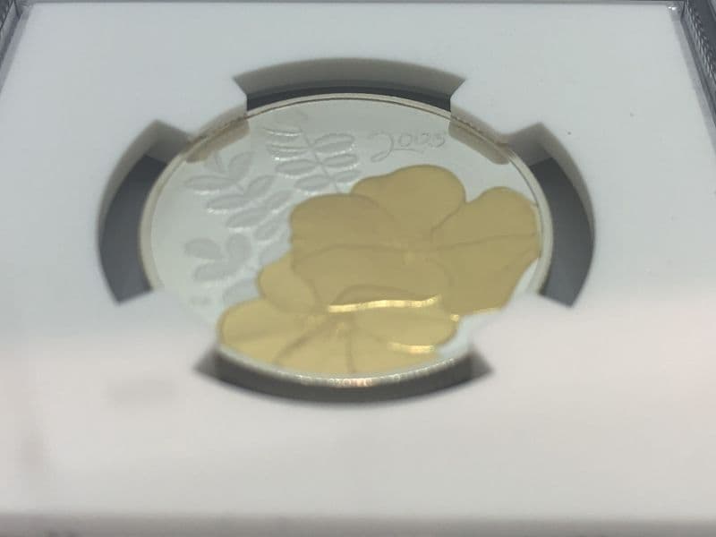 2005 カナダ 50セントシルバー24kゴールデンローズNGC PF70 UC