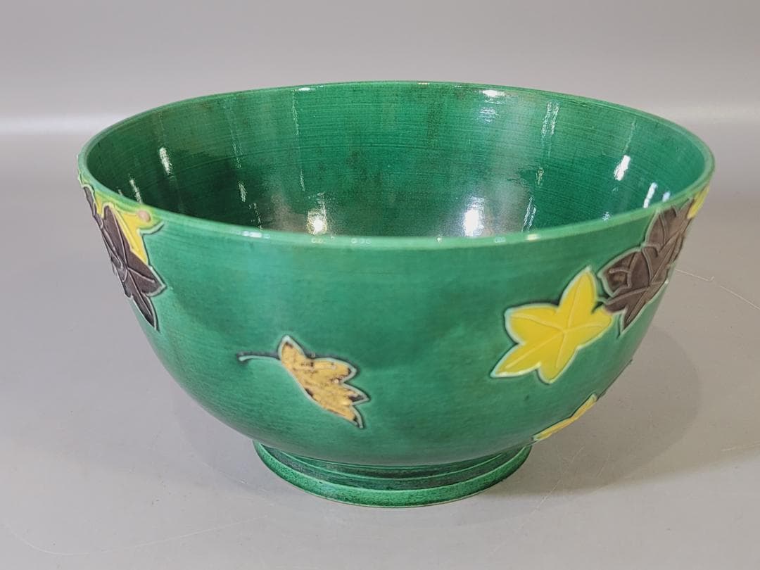 茶道具 永楽善五郎 青交趾菓子鉢 共箱 DT750