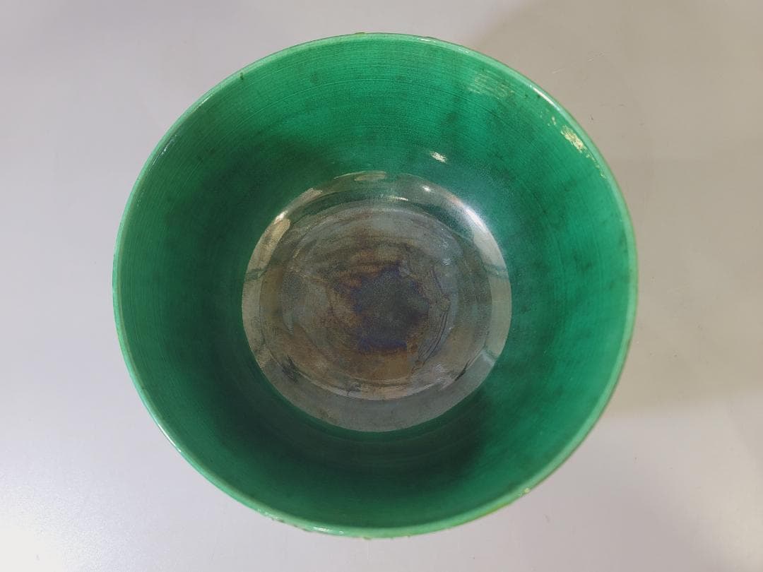 茶道具 永楽善五郎 青交趾菓子鉢 共箱 DT750