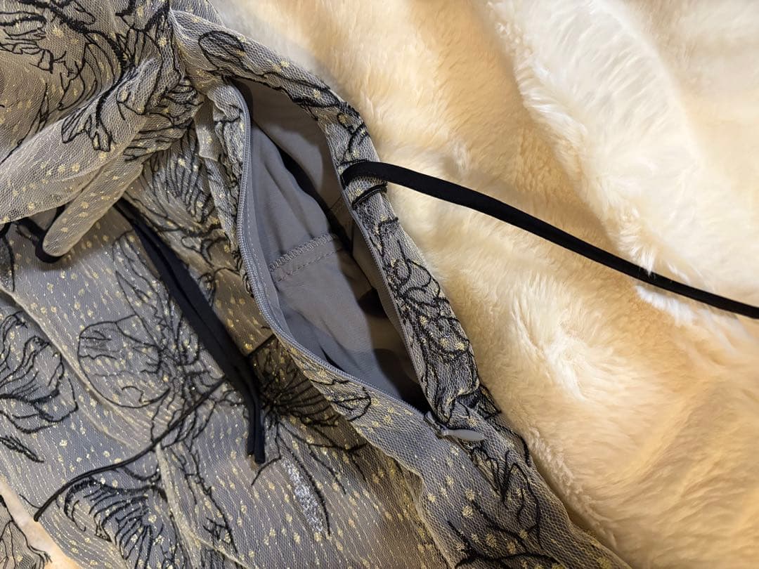 LEJA 花柄刺繍レースドレス　グレー