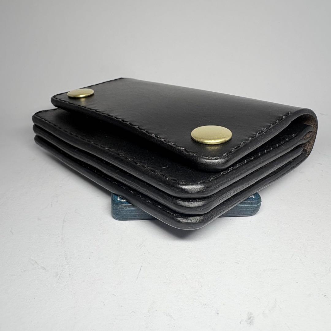 【本革】トラッカーウォレット　ショート　姫路レザー　ブラック　二つ折り財布