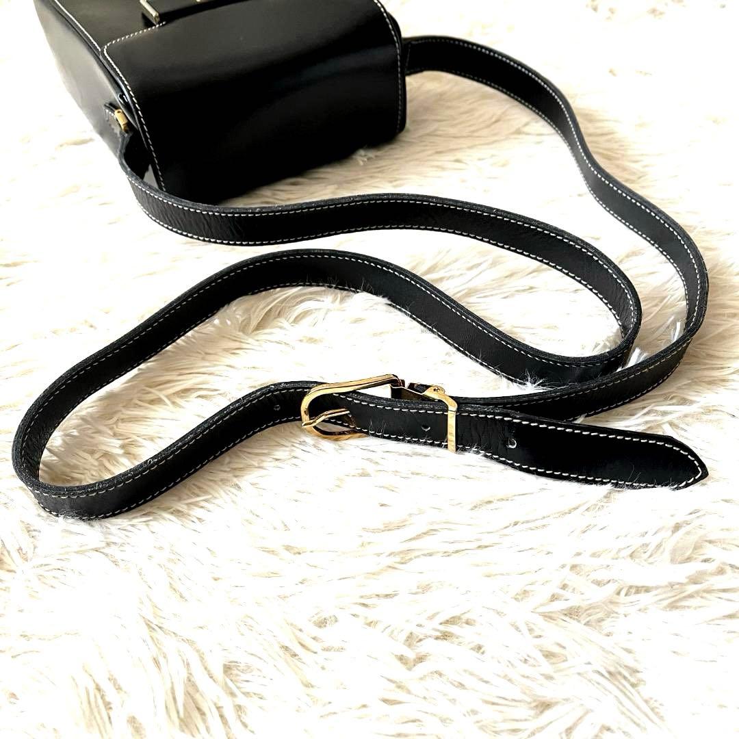 クリスチャンディオール ショルダーバッグ レザー ブラック ヴィンテージ