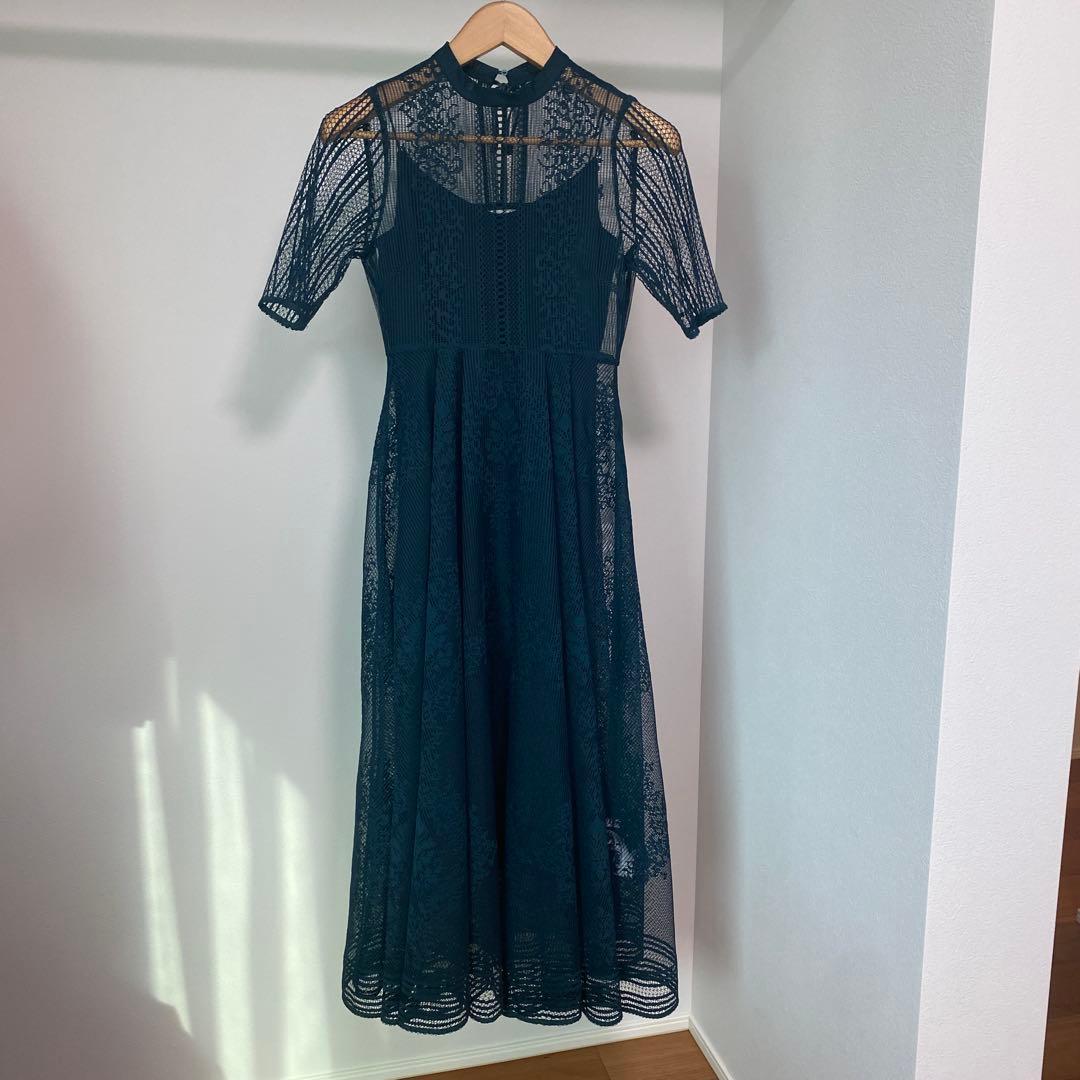 値下げ✴︎FRAY I.D ダークグリーン レース フルレングスドレス