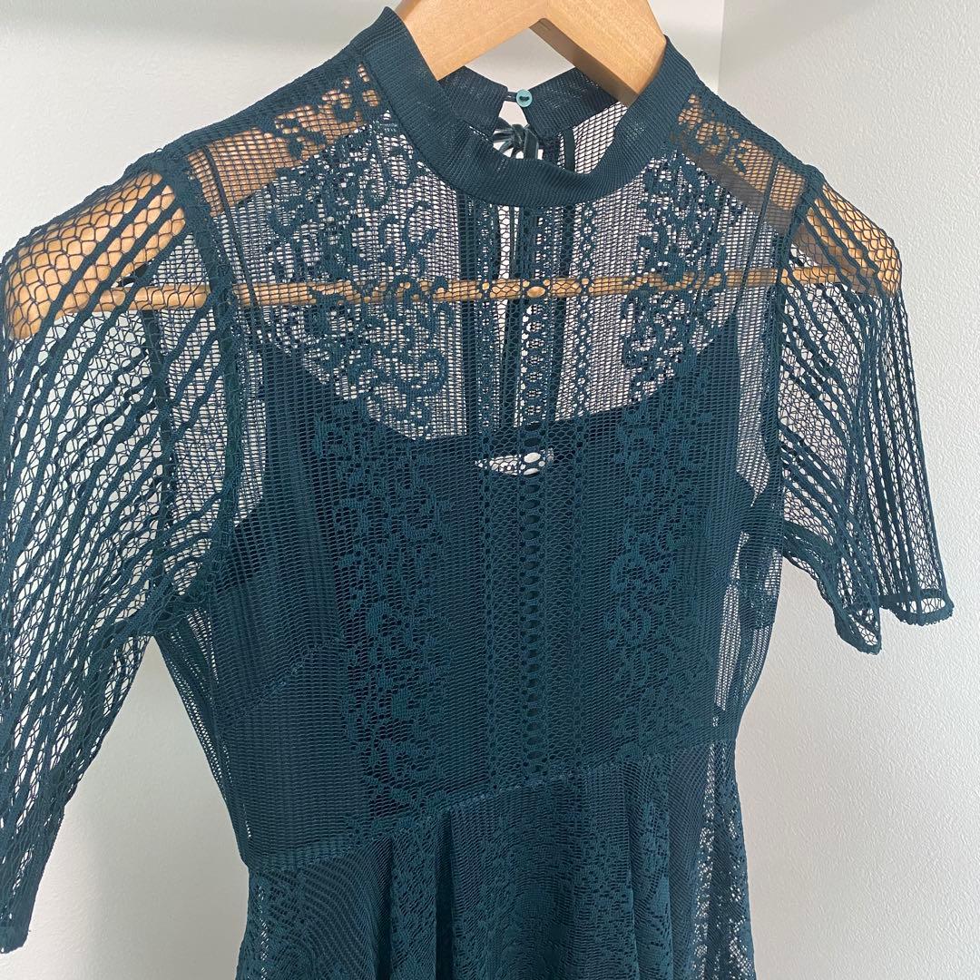 値下げ✴︎FRAY I.D ダークグリーン レース フルレングスドレス