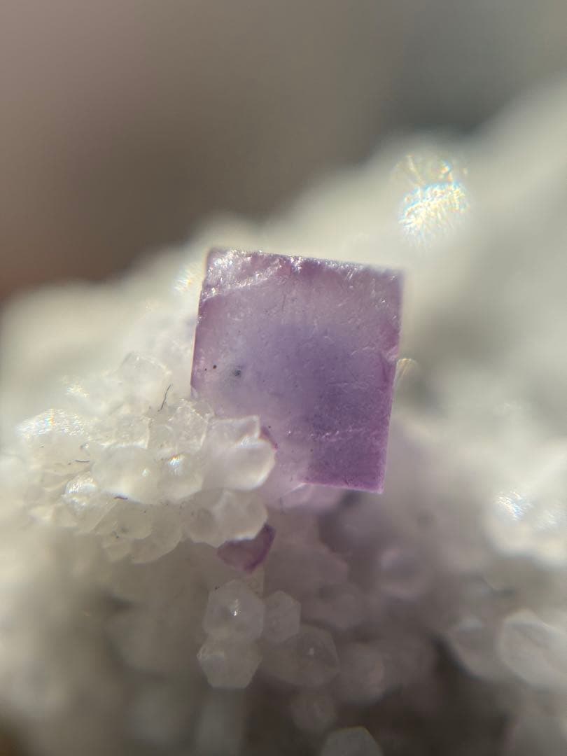 中国 ヤオガンシャン産　パープルブルー　フローライト　水晶　共生鉱物　鉱物標本