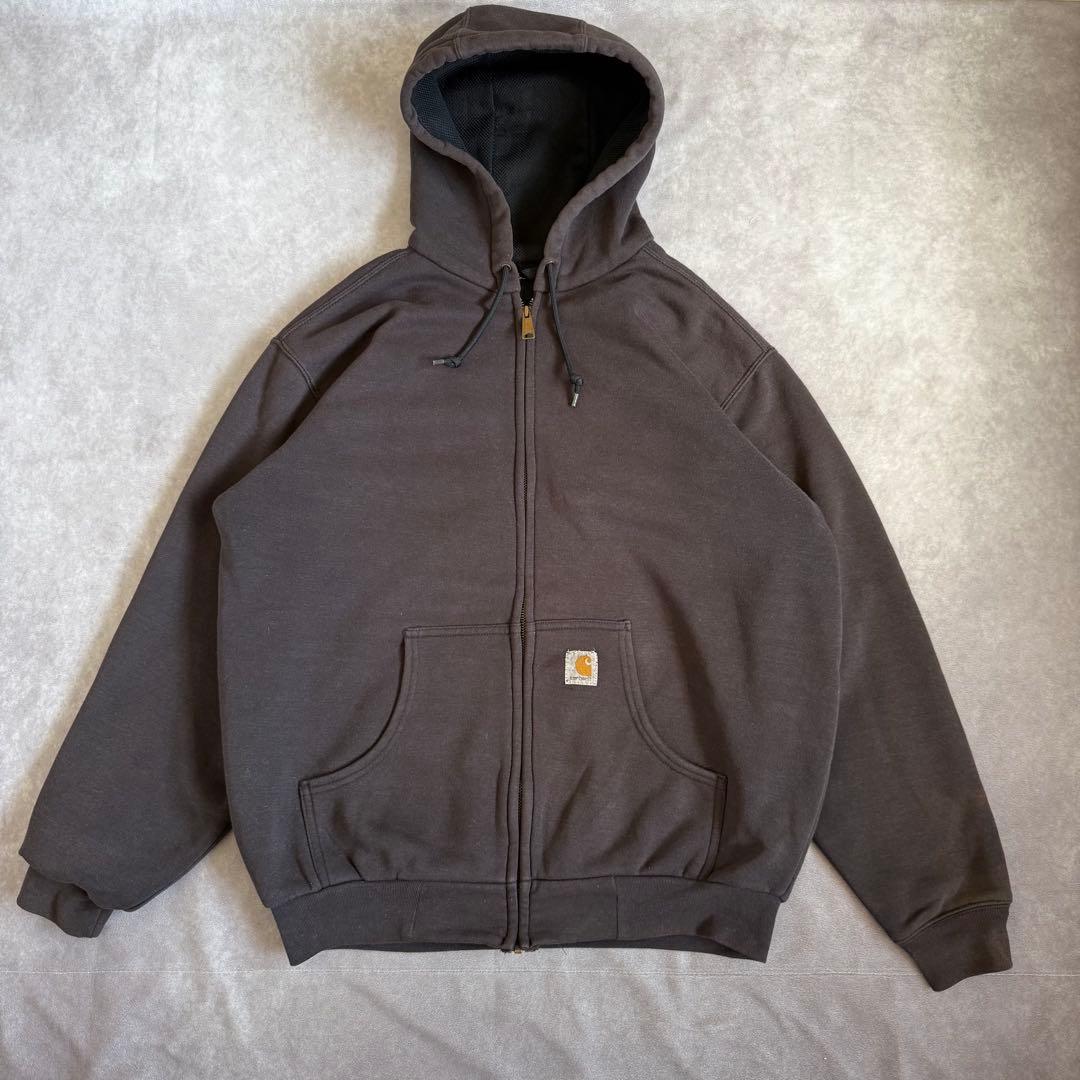 カーハート ジップアップパーカー ダークブラウン サンフェード L