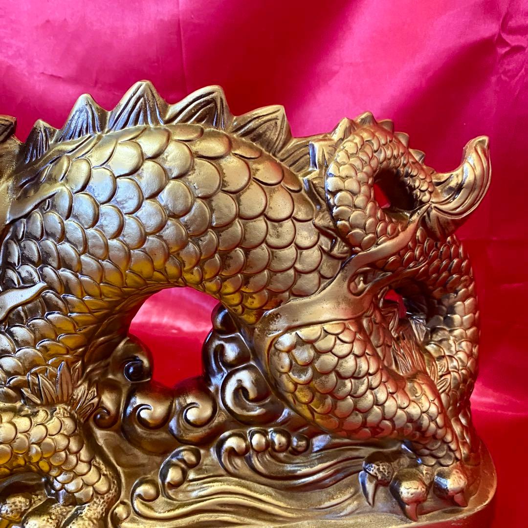天隆陶苑 干支 置物 辰 ゴールド 常滑焼 大型 竜 龍 縁起物