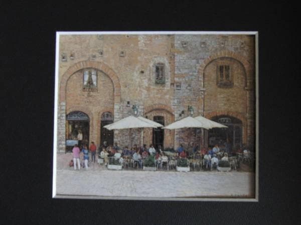 山之井芳郎、サンジミニヤーノ希少画集画、新品高級額、額装付、状態良好