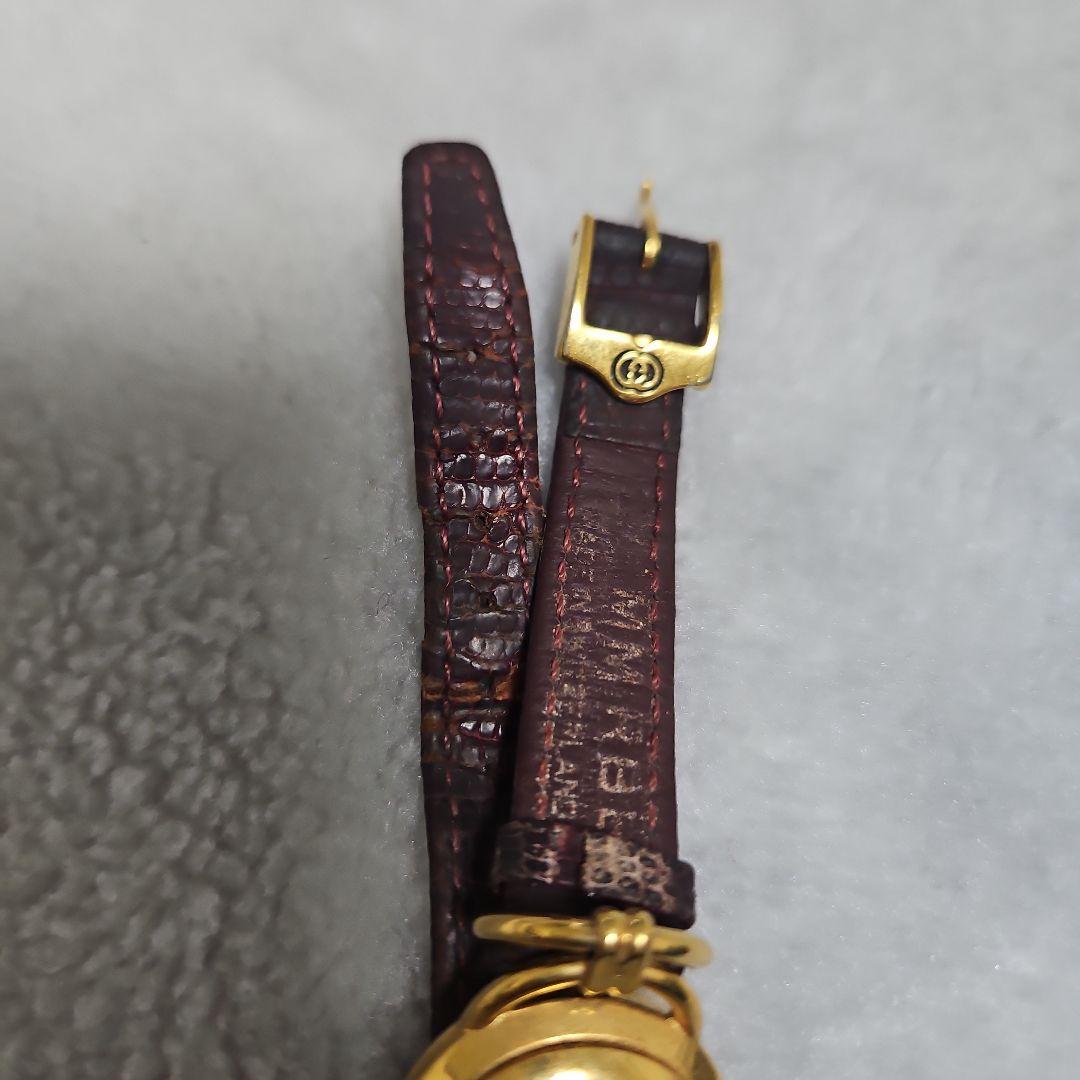 GUCCI アナログ時計 ブラウンレザーベルト