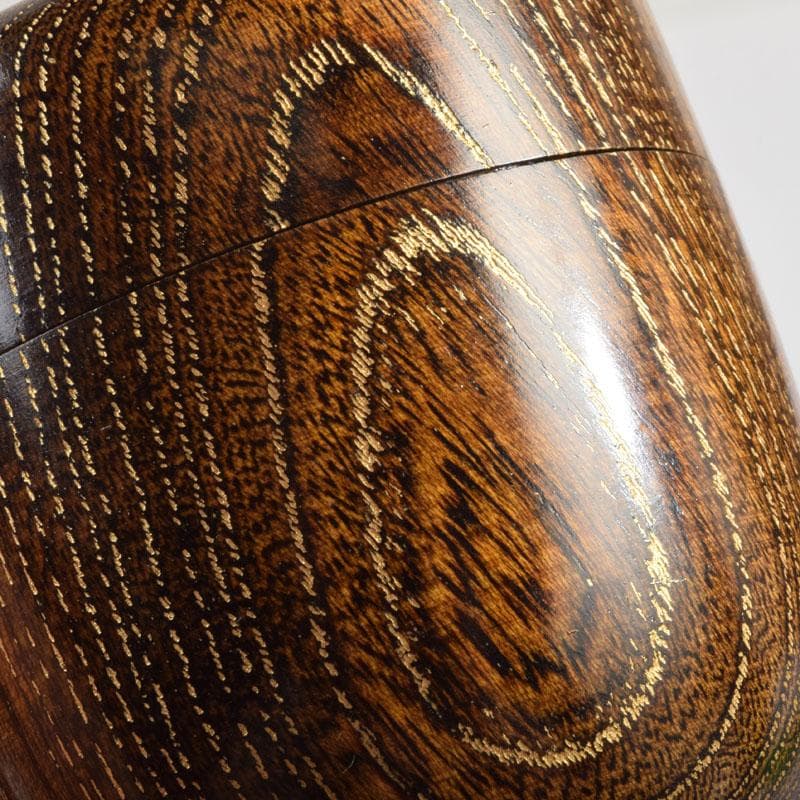 茶道具　山中塗　福田芳朗作　欅神代塗　中棗　共布共箱　V　8648