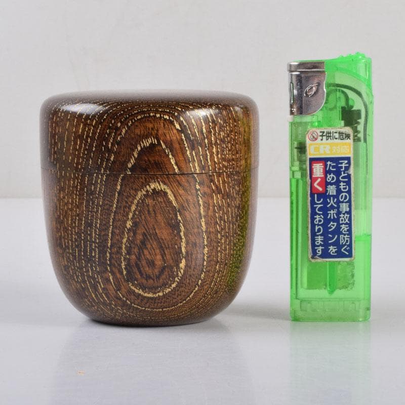 茶道具　山中塗　福田芳朗作　欅神代塗　中棗　共布共箱　V　8648