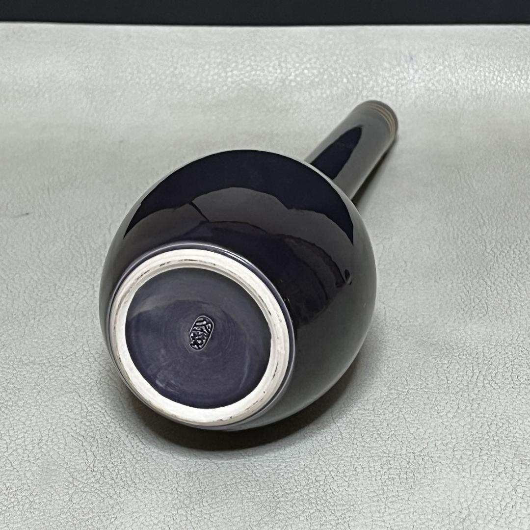 久世久宝 紫交趾 鶴首花入 共箱 花入 茶道具 【k3582】