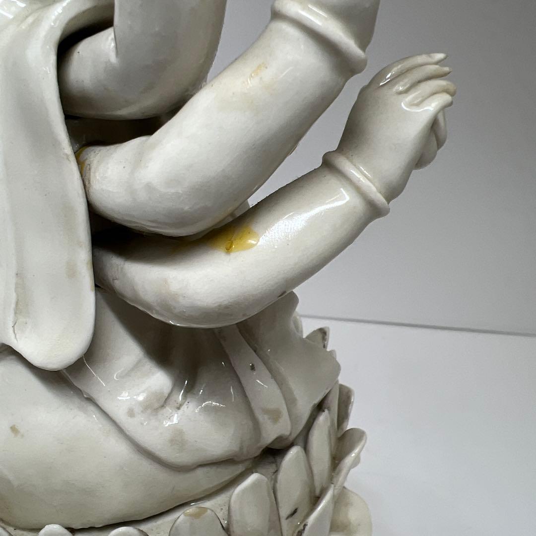 中国古窯　徳化窯　白磁観音　台込高さ約28㎝　東Y7-1023☆2Fトヒサ