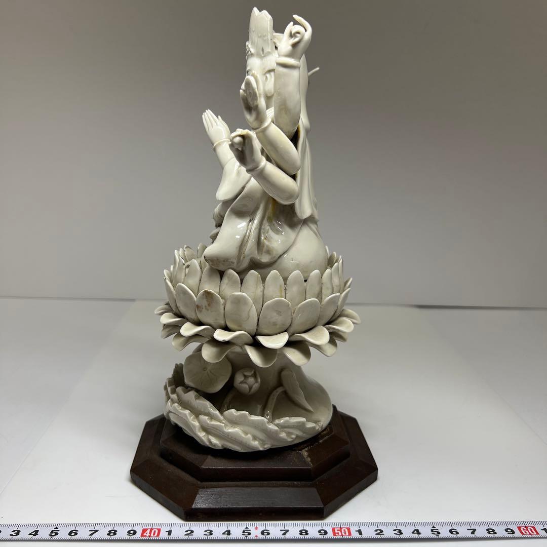 中国古窯　徳化窯　白磁観音　台込高さ約28㎝　東Y7-1023☆2Fトヒサ