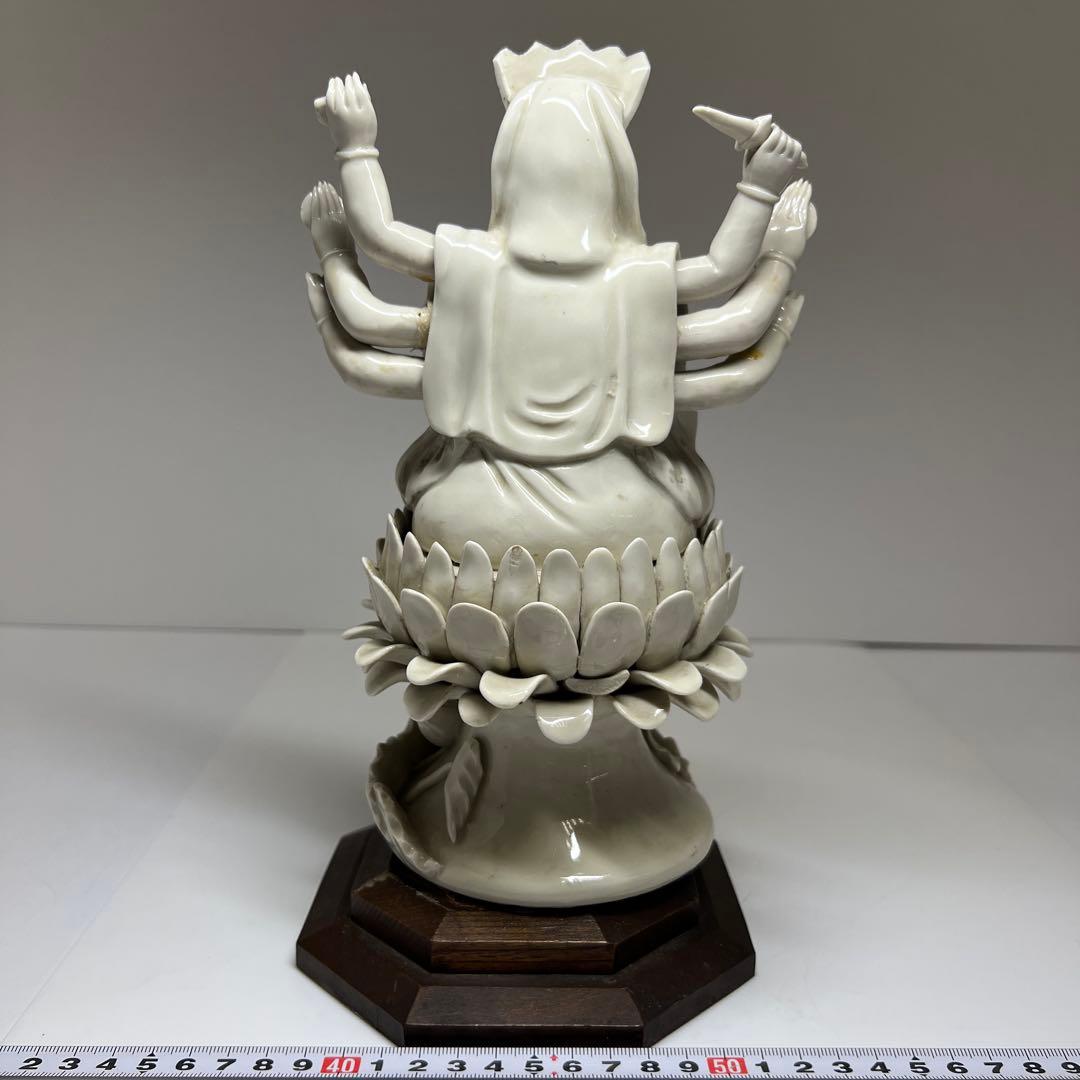 中国古窯　徳化窯　白磁観音　台込高さ約28㎝　東Y7-1023☆2Fトヒサ