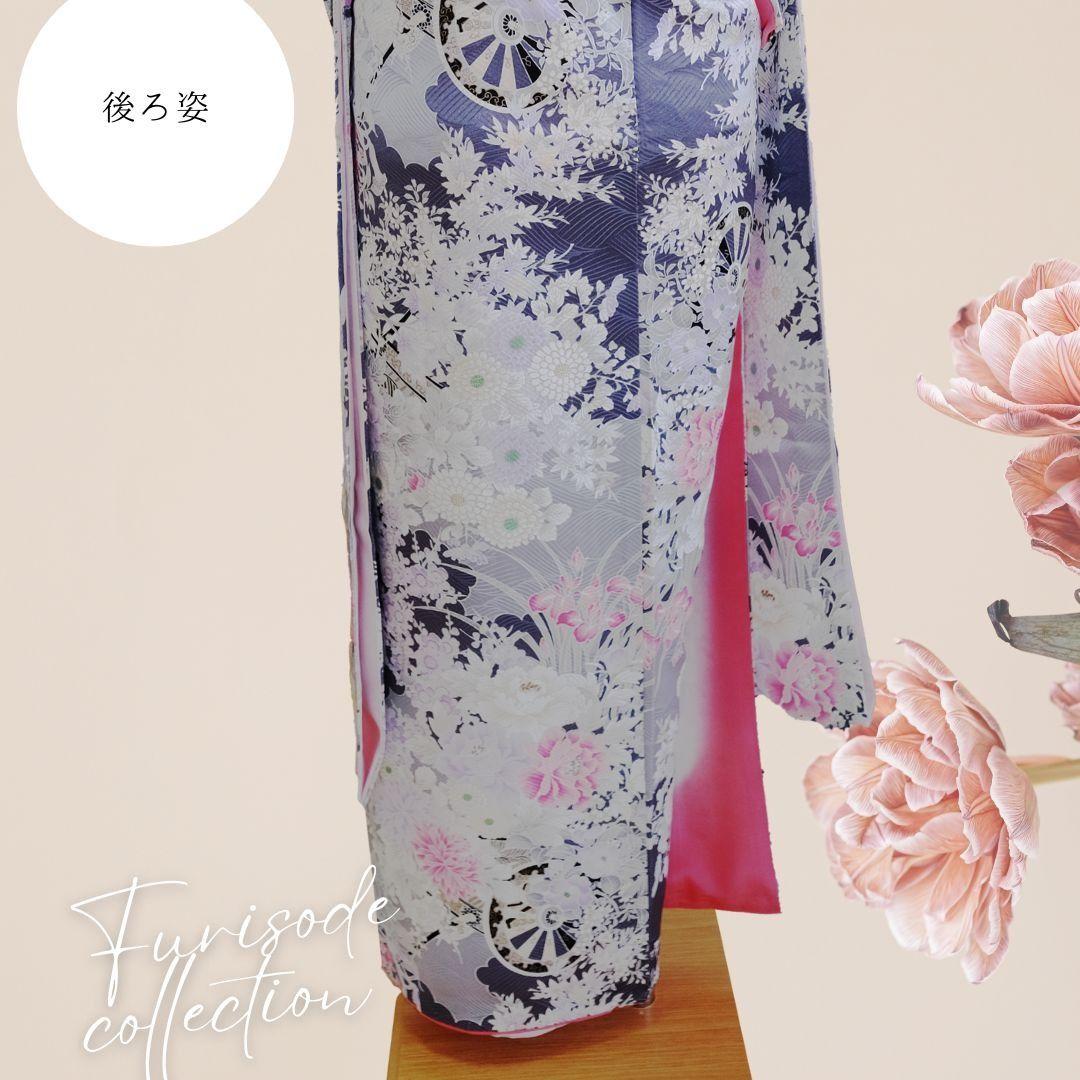振袖フルセット グレイッシュネイビー 大人キレイめ フリル小物コーデ 成人式