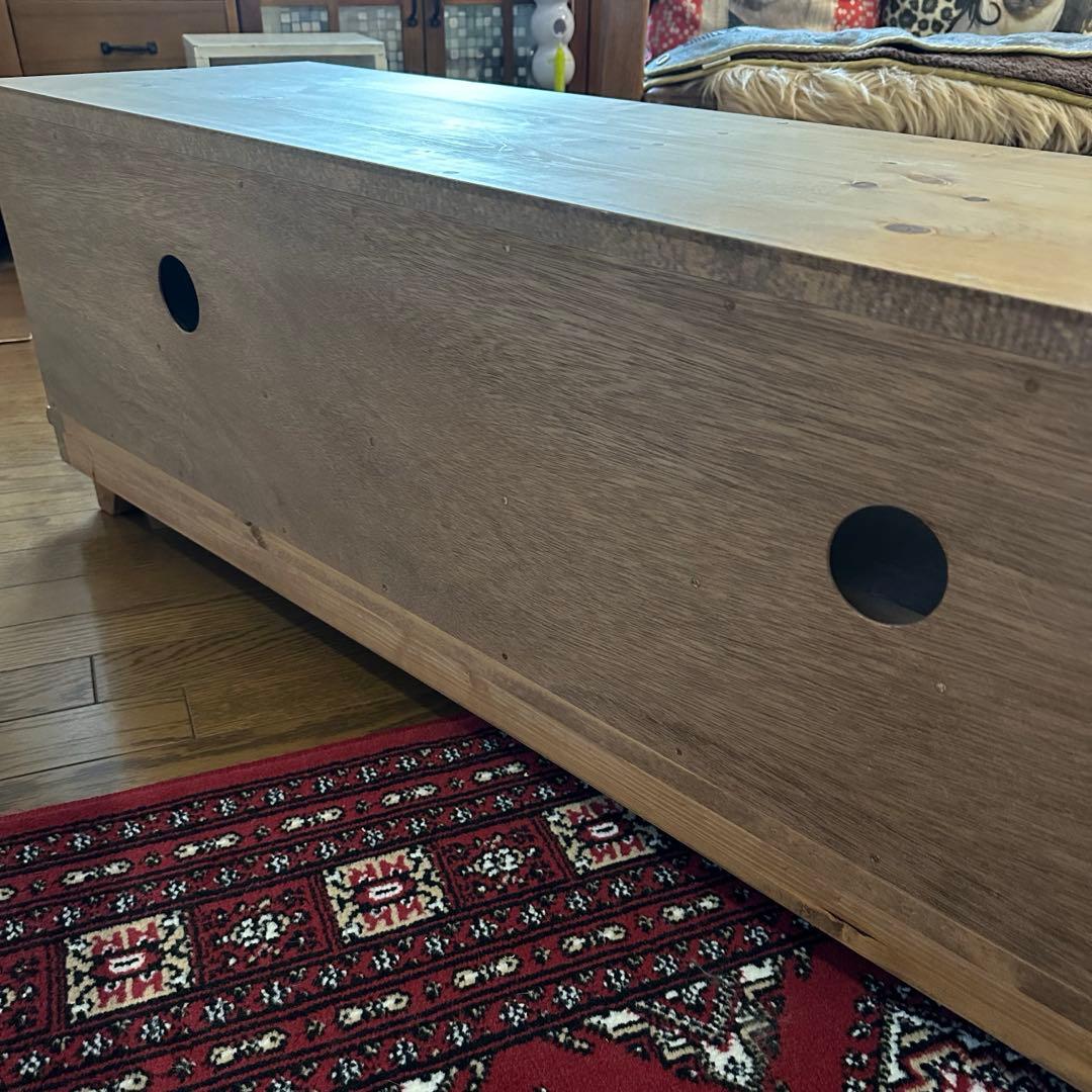 アンティーク風 木製テレビボード ローボード 収納付き ガラス扉