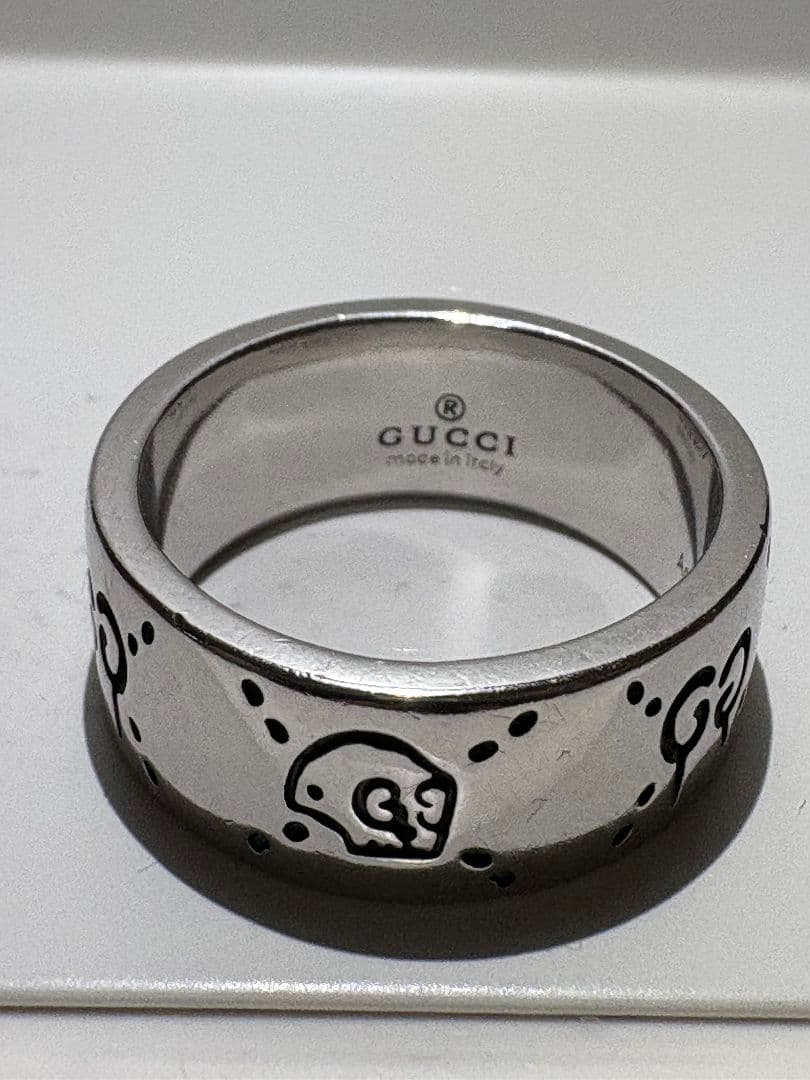 GUCCI ゴースト スカル リング ワイド　刻印サイズ:18号【箱/ポーチ付】