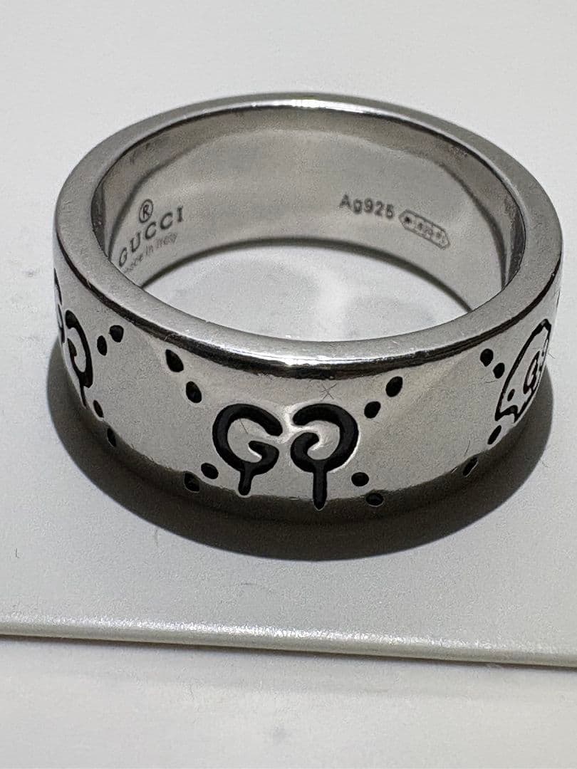 GUCCI ゴースト スカル リング ワイド　刻印サイズ:18号【箱/ポーチ付】