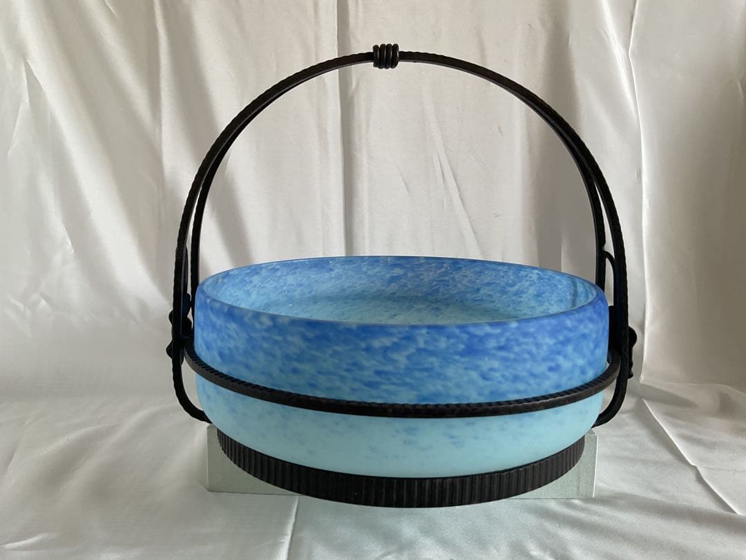 アンティーク美品！！「アイアン・ガラス　バスケット」France