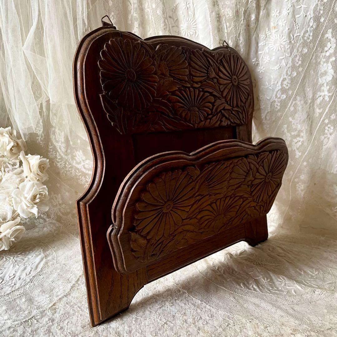 19世紀イギリスアンティーク壁掛け木製レターラック　家具シェルフステーショナリー