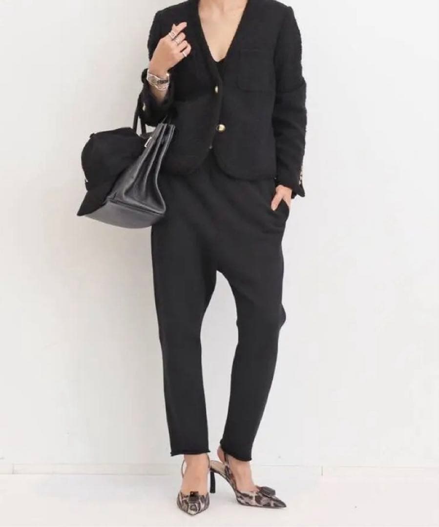 【L'Appartement】サルエル　スウェットパンツ　ブラック　サイズ38