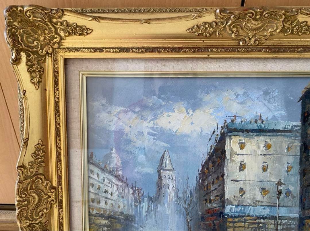 C.WINSONウィンソン作 油絵 「パリ・モンマルトルの丘」 サイン肉筆