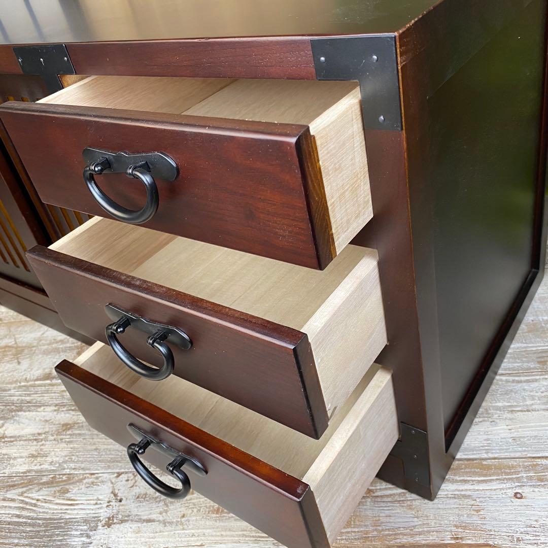 民芸家具木製桐材総桐天然無垢和チェスト横長テレビ台サイドボード飾り棚収納タンス