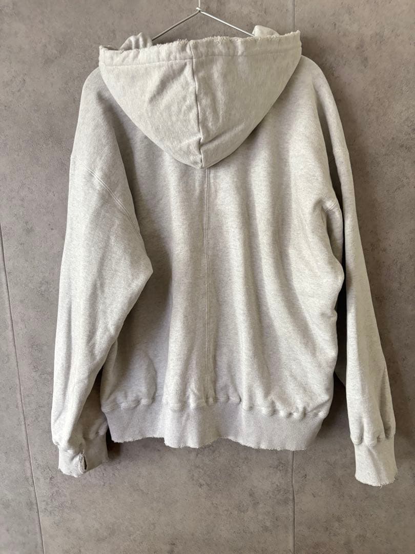 アンセルム 裏地サーマルダメージ加工ジップアップパーカー