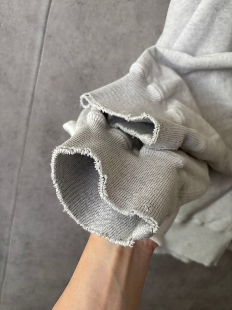 アンセルム 裏地サーマルダメージ加工ジップアップパーカー