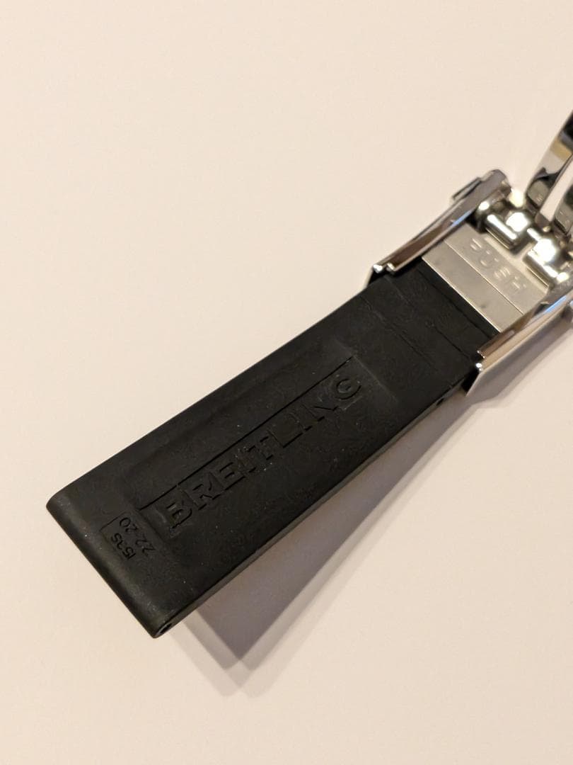 純正BREITLING ブラックラバーベルト フォールディングバックル SET