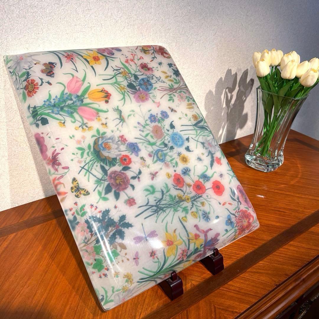 GUCCI フローラトレイ　美品　希少品　イタリア製　大型スクエア盆
