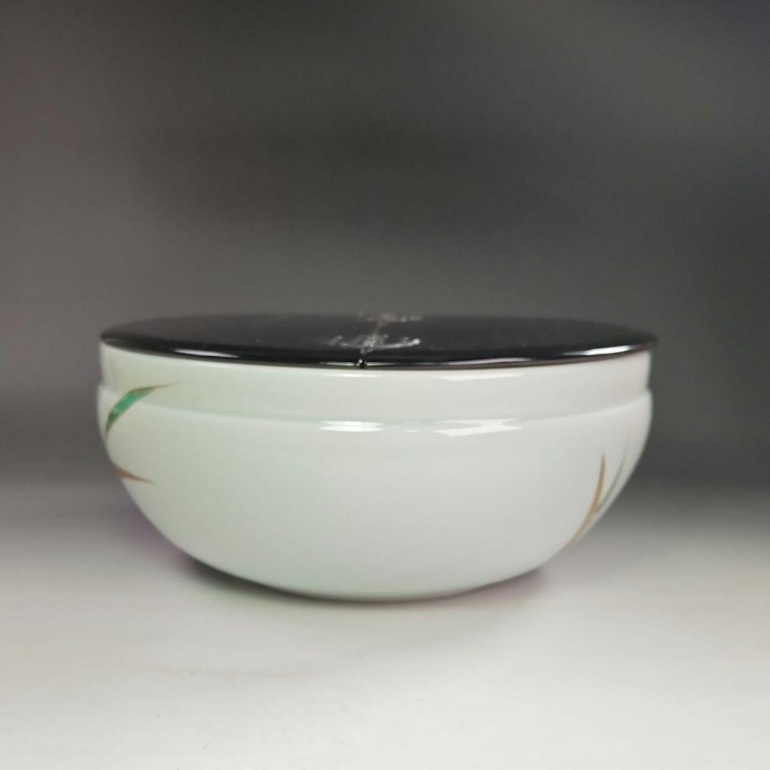 ウ245 水指『洞華造』『色絵芦　平水指　共箱』茶道具　塗蓋