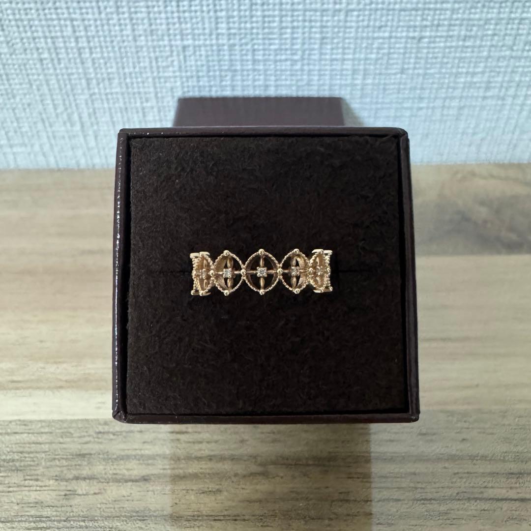 agete k10 透かしダイヤモンドリング