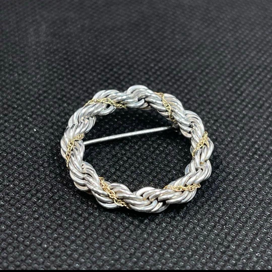 ティファニー　ブローチ　ツイスト　サークル　シルバー　18金　 #A-103