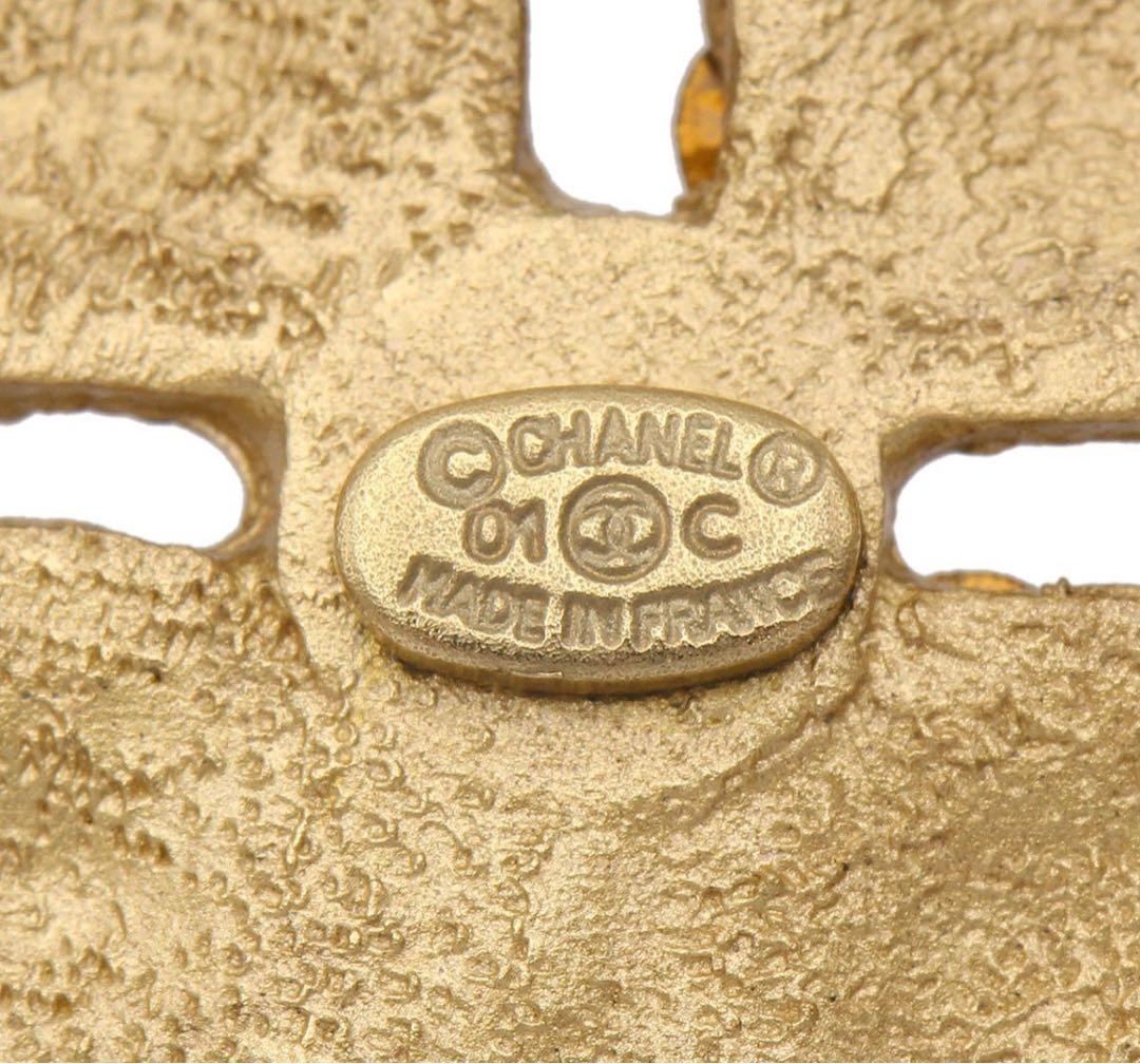 G2033 超美品!! シャネル クローバー ラインストーン ブローチ