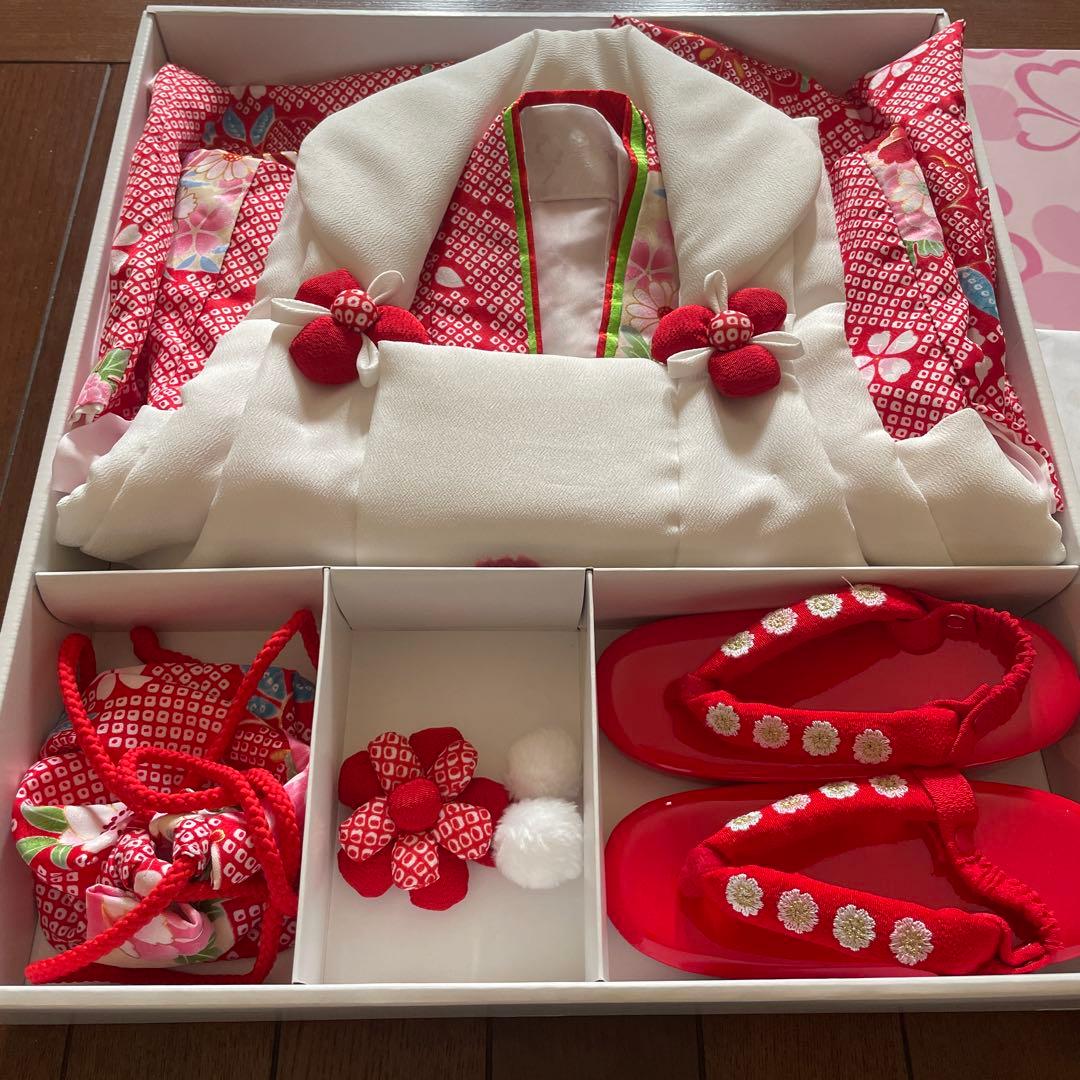 京都 花ひめ 捻り梅 赤 3歳　七五三着物