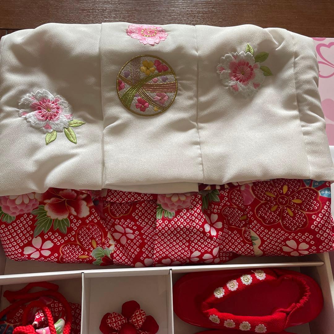 京都 花ひめ 捻り梅 赤 3歳　七五三着物