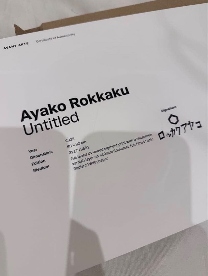 ロッカクアヤコ Untitled 額装込み　COA有り