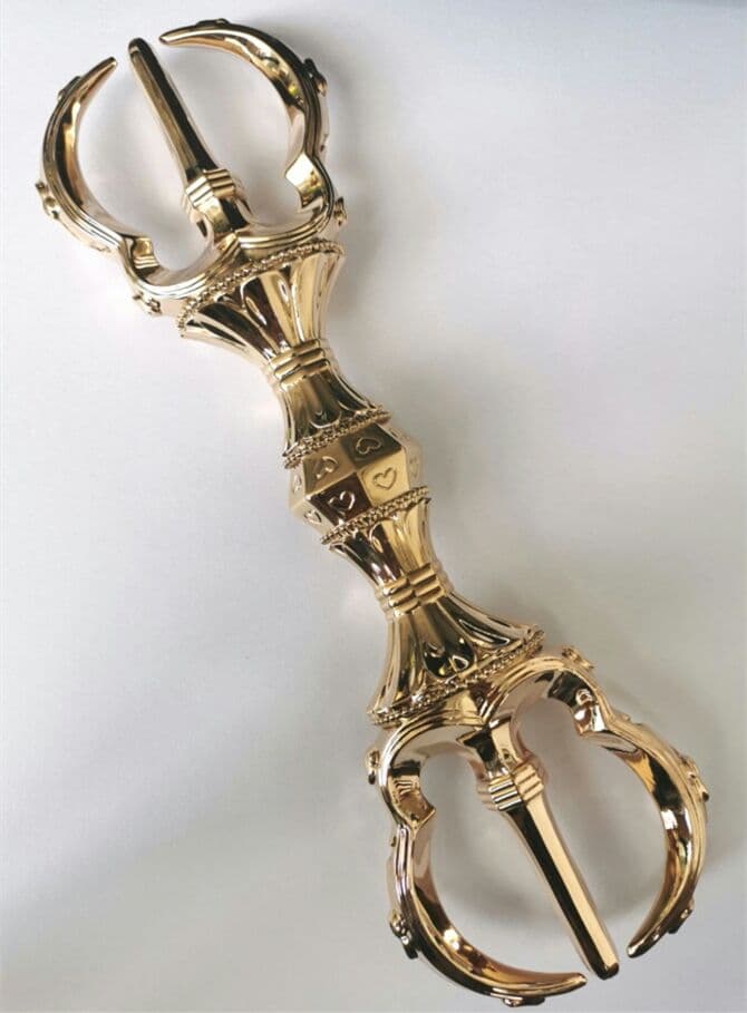 チベット密教法器 弘法大師 三鈷杵 愛心杵 金剛杵 真鍮製 vajra 23cm
