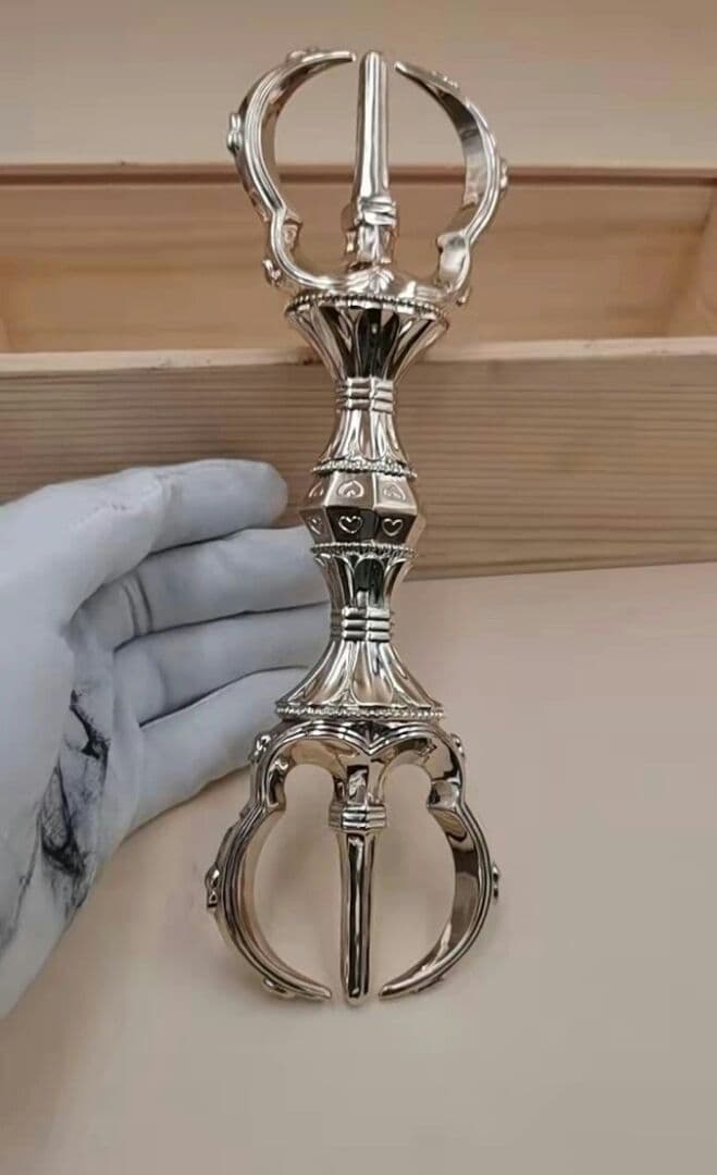 チベット密教法器 弘法大師 三鈷杵 愛心杵 金剛杵 真鍮製 vajra 23cm