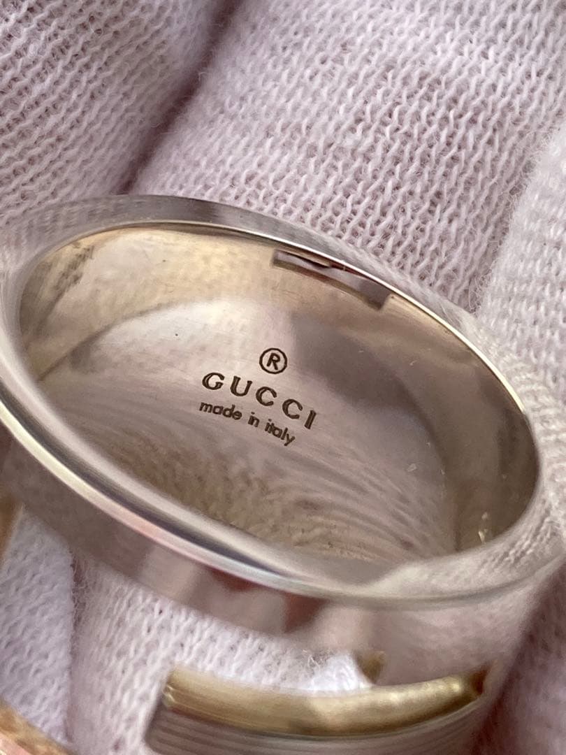 美品GUCCI グッチＧワイドリング １０号