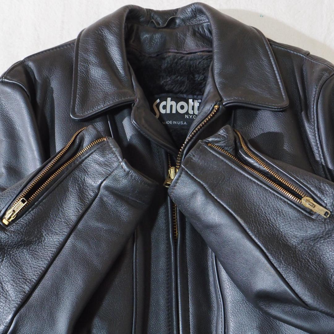 USA製 ショットSchott ライダースジャケット 680 ボアライナー 38